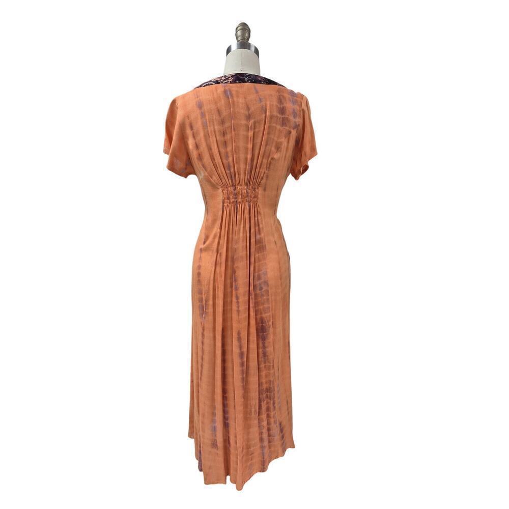 Soft Surroundings 100% Rayon Dress Orange/Purple Tie Dye Sunset Bali Sz S - Picture 4 of 7